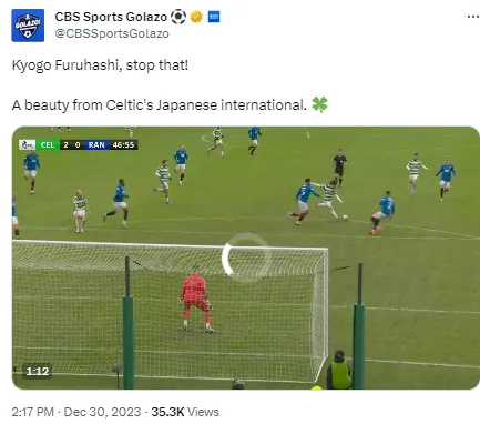 Furuhashi scored a stunning goal to make it 2-0