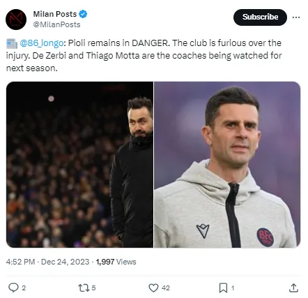 Pioli is in danger with other candidates being considered