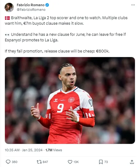 Martin Braithwaite is attracting a lot of interest