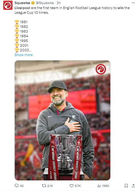 Liverpool have won their 10th League Cup