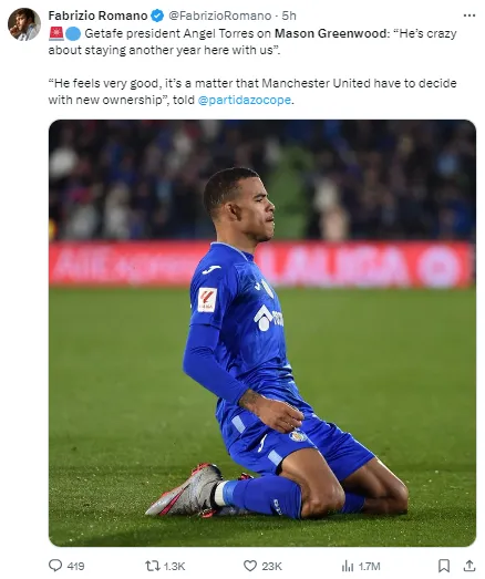 Greenwood is enjoying his time in Getafe