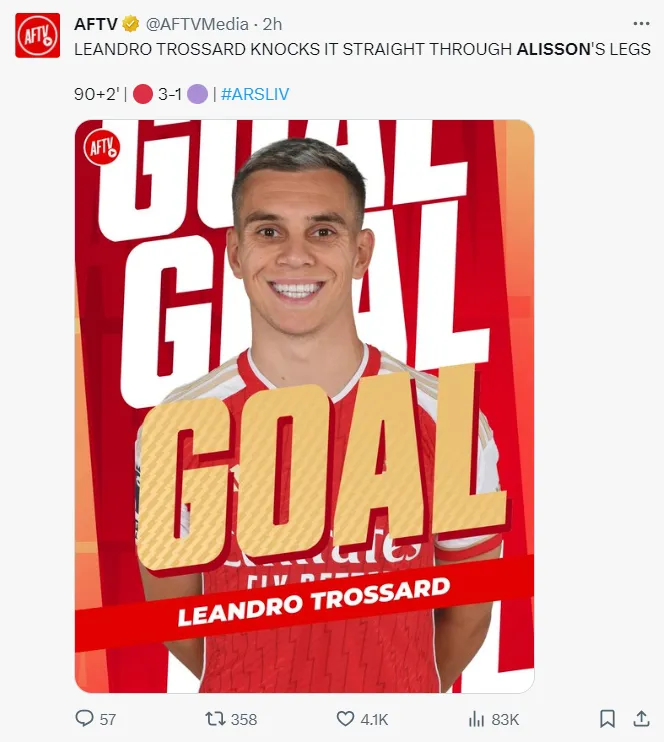 Trossard put the game beyond doubt for Arsenal