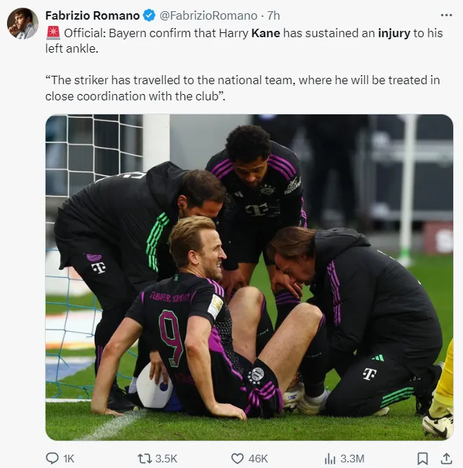 Kane’s injury may prevent him playing for England