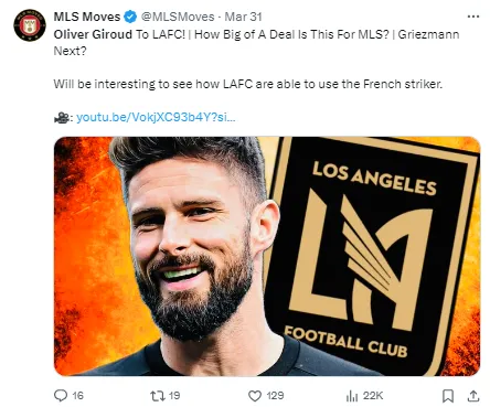 Oliver Giroud is rumored to be on his way the MLS
