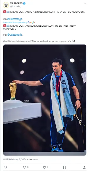 Scaloni has been linked with the Milan job.