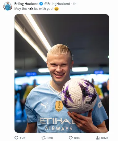 Haaland posted a celebratory post on X