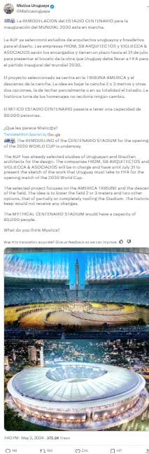 Renovations are underway at the Estadio Centenario