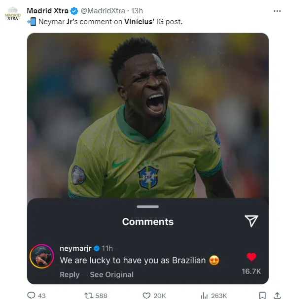 Vinicius is a key player for Brazil and Real Madrid.