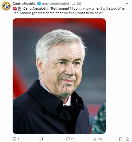 Ancelotti has an excellent record at Real Madrid.