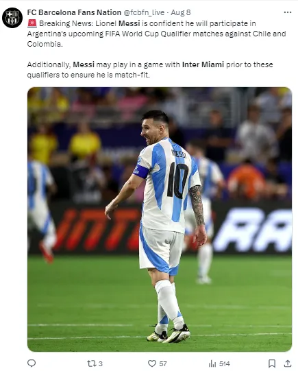 Messi is rumored to be closing in on a return from injury.