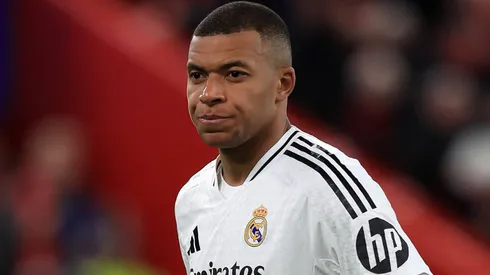 Kylian Mbappe of Real Madrid shows his dejection.