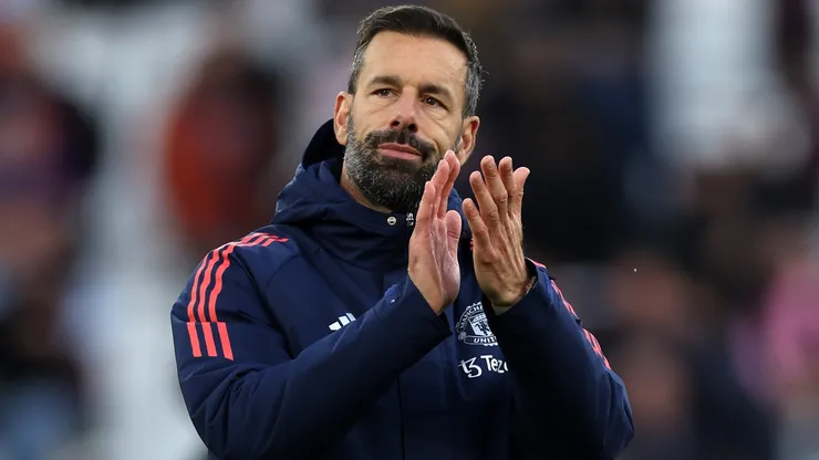Ruud van Nistelrooy, assistant manager of Manchester United FC during the Premier League match between West Ham United FC and Manchester United FC at London Stadium on October 27, 2024 in London, England.
