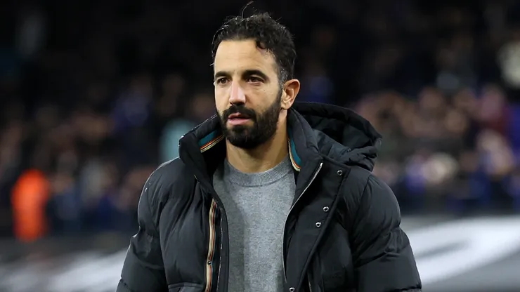 Ruben Amorim, Head Coach of Manchester United, looks on following the Premier League match between Ipswich Town FC and Manchester United FC at Portman Road on November 24, 2024 in Ipswich, England.