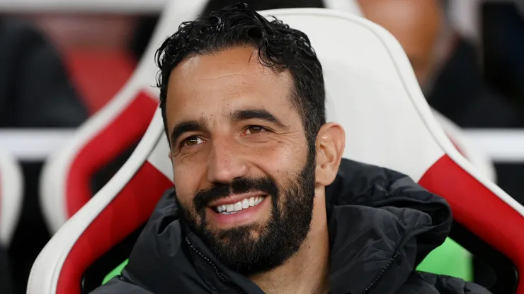 Ruben Amorim, Manager of Sporting CP, looks on prior to the UEFA Europa League round of 16 leg two match between Arsenal FC and Sporting CP at Emirates Stadium on March 16, 2023 in London, England.