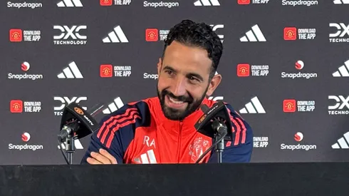Manchester United manager Ruben Amorim during a press conference at Carrington Training Ground, Manchester.