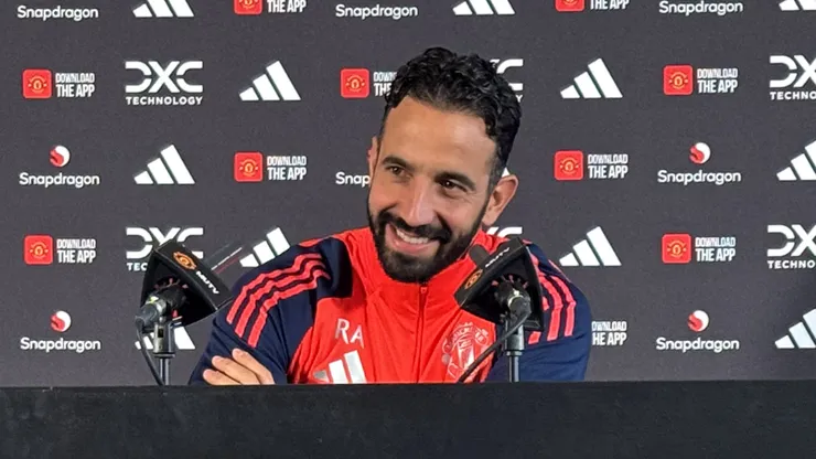 Manchester United manager Ruben Amorim during a press conference at Carrington Training Ground, Manchester.