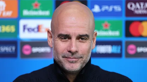 Manchester City manager Pep Guardiola speaks to the media during the UEFA Champions League 2024/25 League Phase MD3 training and press conference at Manchester City Football Academy on October 22, 2024 in Manchester, England.