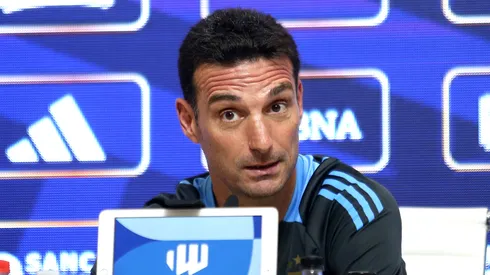 Lionel Scaloni, head coach of Argentina, attends a press conference ahead of the 2026 South American Qualifier match against Paraguay on November 13, 2024 in Ezeiza, Argentina.
