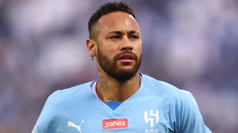 Neymar of Al Hilal Club looks on prior to the Saudi Pro League match between Damak and and Al Hilal at Prince Sultan Bin Abdulaziz Sport City on September 21, 2023 in Abha, Saudi Arabia.