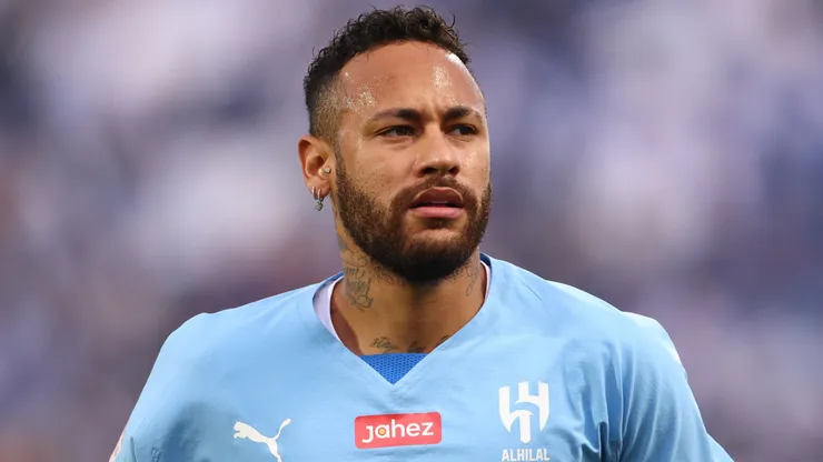 Neymar of Al Hilal Club looks on prior to the Saudi Pro League match between Damak and and Al Hilal at Prince Sultan Bin Abdulaziz Sport City on September 21, 2023 in Abha, Saudi Arabia.