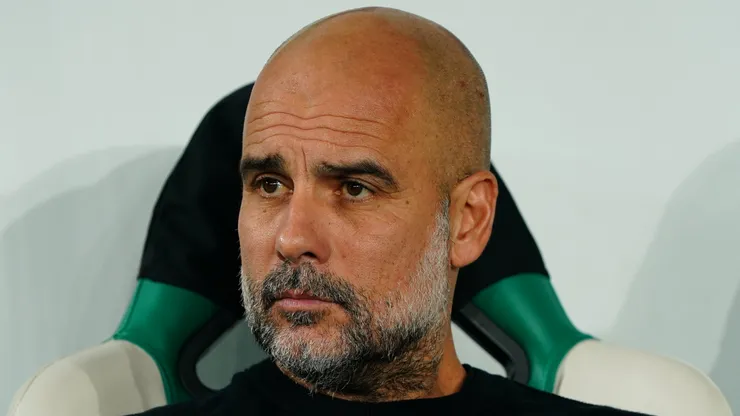 Head Coach Josep Guardiola of Manchester City before the start of the UEFA Champions League 2024/25 League Phase MD4 match between Sporting CP and Manchester City at Estadio Jose Alvalade on November 5, 2024 in Lisbon, Portugal.