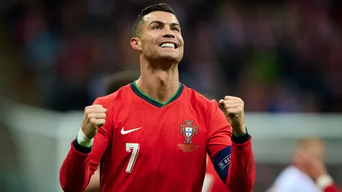 Cristiano Ronaldo celebrates after scoring for Portugal.