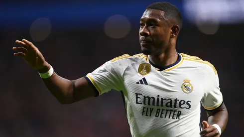 Real Madrid star David Alaba playing a Champions League game.