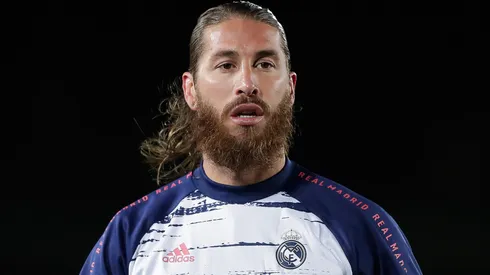 Sergio Ramos of Real Madrid CF reacts during his warming up before the UEFA Champions League Group B stage match between Real Madrid and FC Internazionale at Estadio Santiago Bernabeu on November 03, 2020 in Madrid, Spain.