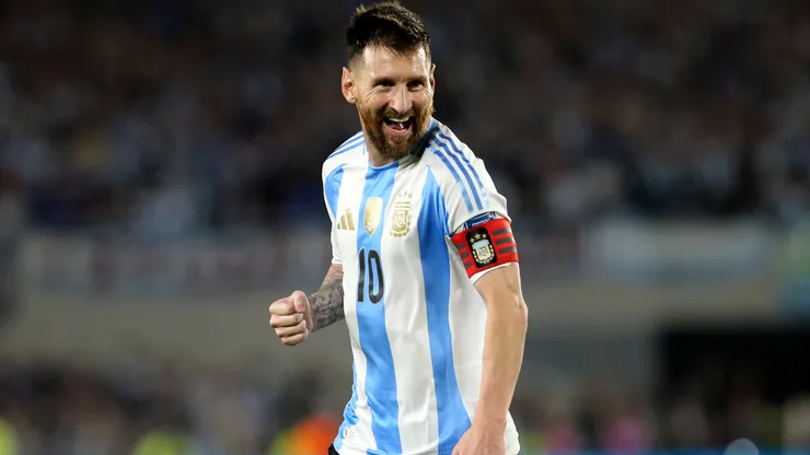 Lionel Messi celebrates during a match with Argentina.