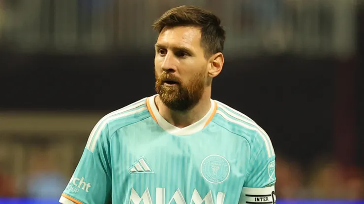 Lionel Messi #10 of Inter Miami looks on against Atlanta United during the first half of the 2024 MLS Cup Playoffs at Mercedes-Benz Stadium on November 02, 2024 in Atlanta, Georgia.
