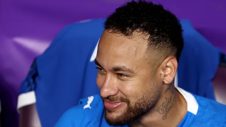 Neymar of Al Hilal looks on from the substitute bench prior to the AFC Champions League Elite match between Al Ain and Al-Hilal at Hazza bin Zayed Stadium on October 21, 2024 in Al Ain, United Arab Emirates.