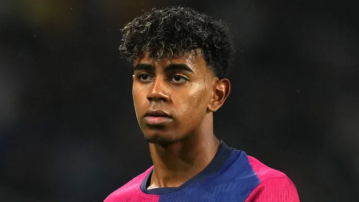 Lamine Yamal of FC Barcelona looks on during the La Liga EA Sports match between FC Barcelona and RCD Espanyol at Estadi Olimpic Lluis Companys on November 03, 2024 in Barcelona, Spain.