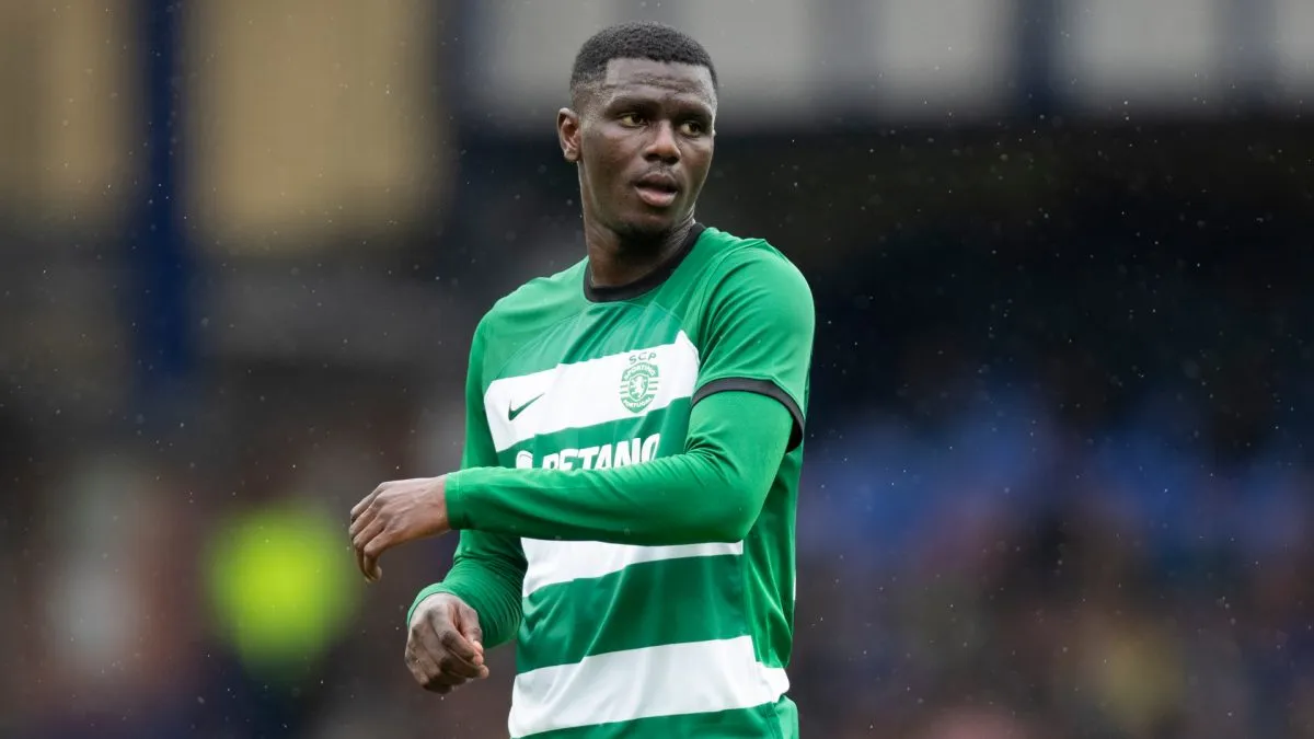 LIVERPOOL, ENGLAND – AUGUST 5: Ousmane Diomande of Sporting CP in action during the pre-season friendly match between Everton and Sporting Lisbon at Goodison Park on August 5, 2023 in Liverpool, England. (Photo by Jess Hornby/Getty Images)