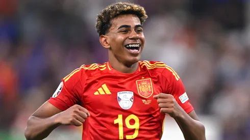 Lamine Yamal of Spain celebrates victory after the UEFA EURO 2024 Semi-Final match between Spain and France at Munich Football Arena on July 09, 2024 in Munich, Germany.