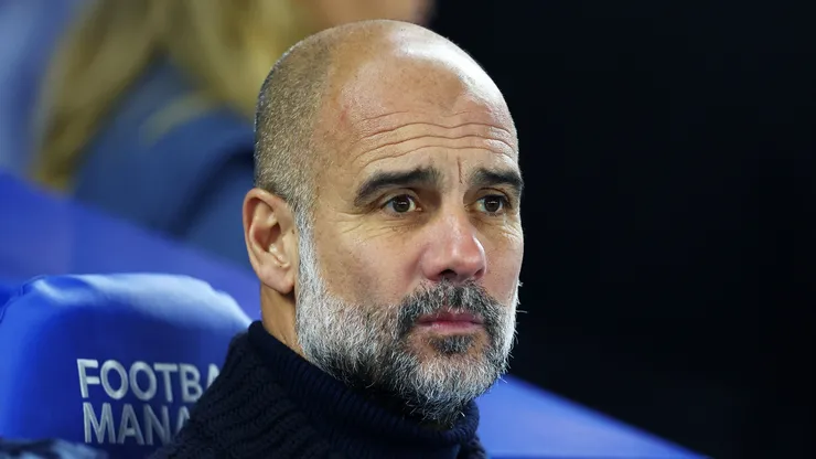 Pep Guardiola, Manager of Manchester City, looks on prior to the Premier League match between Brighton & Hove Albion FC and Manchester City FC at Amex Stadium on November 09, 2024 in Brighton, England.