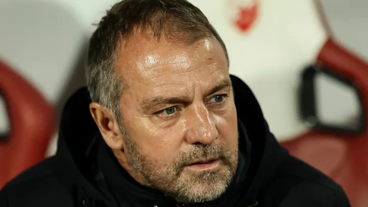 Head coach Hansi Flick of Barcelona looks on during the UEFA Champions League 2024/25 League Phase MD4 match between FK Crvena Zvezda and FC Barcelona at Stadium Rajko Mitic on November 6, 2024 in Belgrade, Serbia.