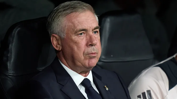 Carlo Ancelotti, Head Coach of Real Madrid, looks on prior to the UEFA Champions League 2024/25 League Phase MD4 match between Real Madrid C.F. and AC Milan at Estadio Santiago Bernabeu on November 05, 2024 in Madrid, Spain.