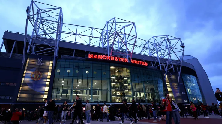 General view outside the stadium as fans arrive prior to the UEFA Champions League match between Manchester United and Galatasaray A.S at Old Trafford on October 03, 2023 in Manchester, England.