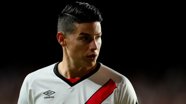 James Rodriguez of Rayo vallecano looks on during the LaLiga match between Rayo Vallecano and CA Osasuna at Estadio de Vallecas on September 16, 2024 in Madrid, Spain.