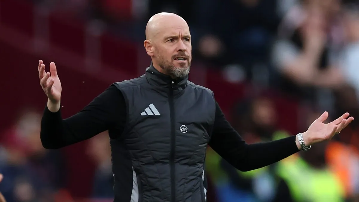 Manager of Manchester United Erik ten Hag in the match against West Ham United