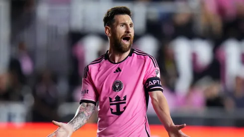 Lionel Messi reacts during Inter Miami's game vs Atlanta United.