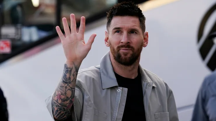 Lionel Messi #10 of Inter Miami arrives prior to a game against the New York City at DRV PNK Stadium on March 30, 2024 in Fort Lauderdale, Florida.