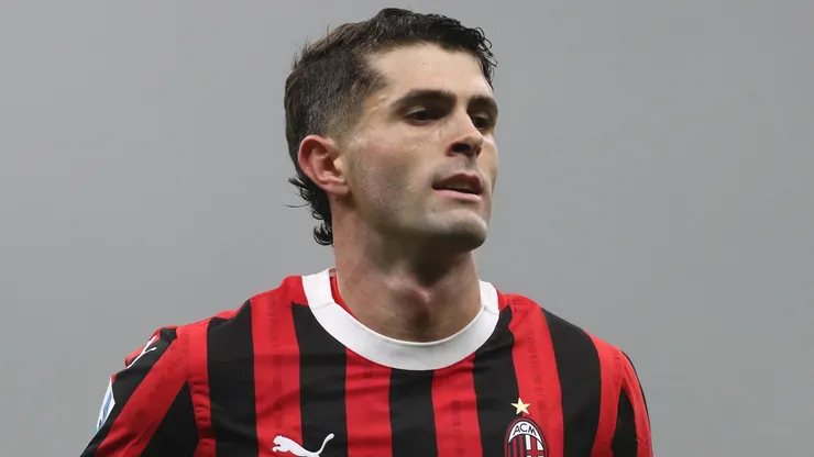 Christian Pulisic of AC Milan looks on during the Serie A match between AC Milan and Empoli FC at Stadio Giuseppe Meazza on November 30, 2024 in Milan, Italy.