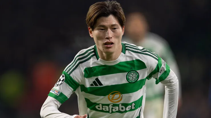 Kyogo Furuhashi of Celtic in action during the UEFA Champions League 2024 25 League Phase MD5 match between Celtic FC and Club Brugge KV.