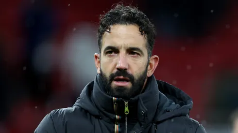 Ruben Amorim, Head Coach of Manchester United, applauds the fans after defeat to Nottingham Forest during the Premier League match between Manchester United FC and Nottingham Forest FC at Old Trafford on December 07, 2024 in Manchester, England.