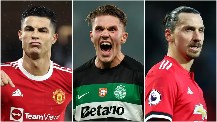 Cristiano Ronaldo (left), Viktor Gyokeres (center), and Zlatan Ibrahimovic (right)