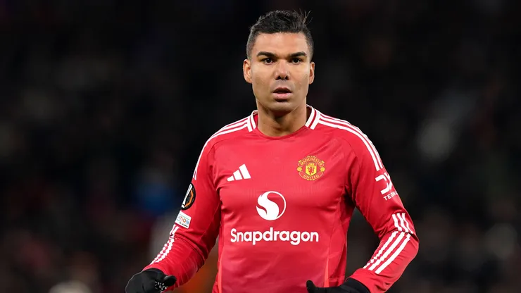 Casemiro of Manchester United in action during a UEFA Europa League game.