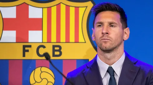 Lionel Messi attends his FC Barcelona departure press conference