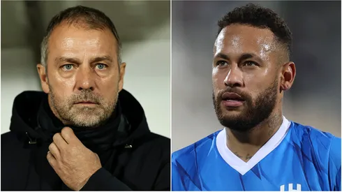 Hansi Flick 9left) and Neymar (right)