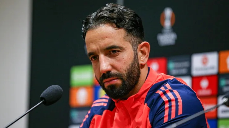 Manchester United Head Coach Ruben Amorim during the Manchester United FC press conference, PK, Pressekonferenz ahead of the FC Viktoria Plzeň v Manchester United UEFA Europa League match at the Doosan Arena, Pilsen, Czech Republic on 11 December 2024.